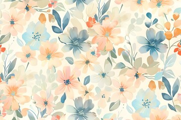 A delicate floral pattern with light shades of pastel colors, creating an elegant and whimsical vector illustration.
