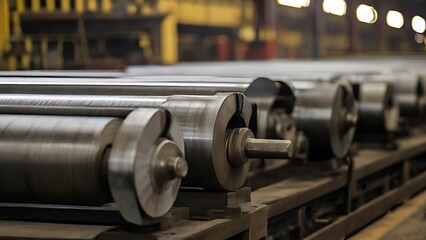 Close up of a steel rolling mill industry - obrazy, fototapety, plakaty