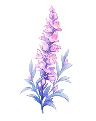 Captivating Angelic Angelonia Bouquet with Ethereal Glow in Watercolor Style - obrazy, fototapety, plakaty