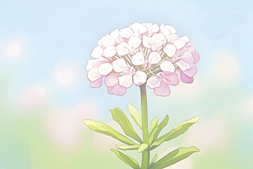 Delicate Candytuft Flower Blooming in Soft Watercolor Hues of Pink and White - obrazy, fototapety, plakaty