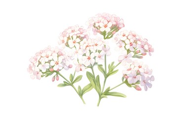 Delicate Candytuft Flowers in Soft Pink and White Watercolor Painting - obrazy, fototapety, plakaty