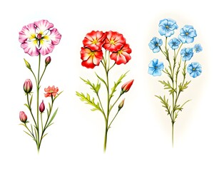 Delicate Watercolor Blooms of Sweet William in Pastoral Floral Composition - obrazy, fototapety, plakaty