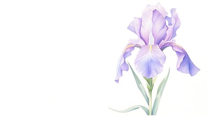Delicate Watercolor Iris Flower with Vibrant Petals and Intricate Details - obrazy, fototapety, plakaty