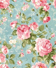 vintage shabby chic pastel floral seamless pattern