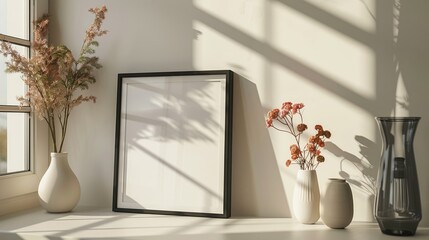 The desk lamp, book, and potted plant on the windowsill