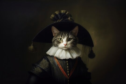 American short hair portrait painting animal.