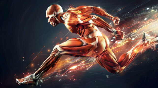 Close-Up of Sprinter's Muscle Dynamics