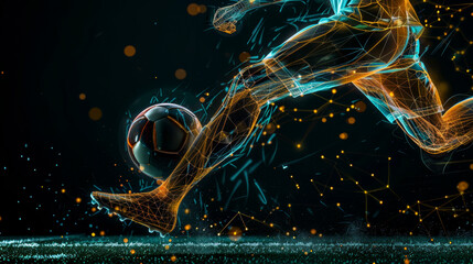 Zoomed-In View of Footballer's Kicking Mechanics