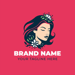 Beautiful women hair beauty fashion logo