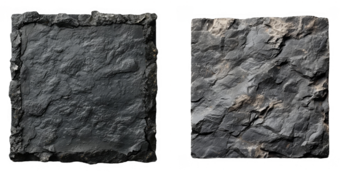 Granite dark rock plate . Rock stone square board