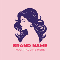 Beautiful women hair beauty fashion logo