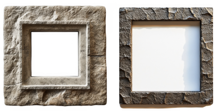 Granite dark rock frame . Rock stone square border