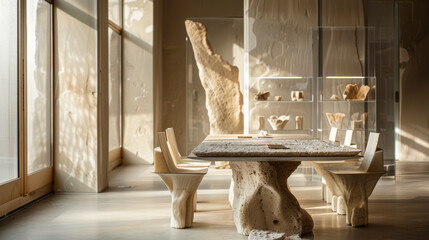 Mycelium Table and Chairs Set. Minimalist Dining Room