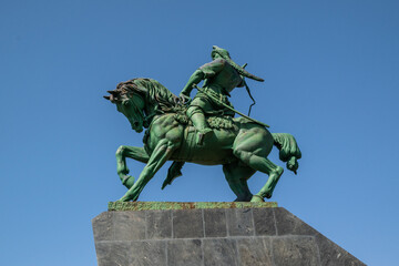 Monument to Salavat Ulaev (national hero of the Bashkortostan) on the horse in Ufa, Bashkortostan, Russia