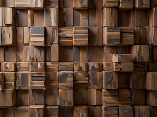 Background made of textured wooden cubes
