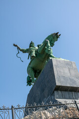 Monument to Salavat Ulaev (national hero of the Bashkortostan) on the horse in Ufa, Bashkortostan, Russia