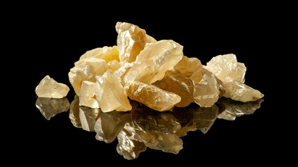 Yellow crystals of MDMA on black surface