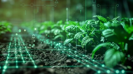 AI data analysis icons enhancing efficiency in futuristic agriculture digitized eco friendly and sustainable harvesting concept hyper realistic 