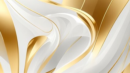 Abstract background illustration made with gold and white colors in form of liquid. AI Generated