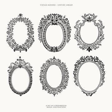 Floral Crest Clipart Illustration - Downloadable Vintage Design Assets