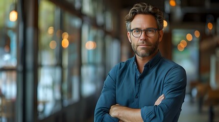 Fototapeta premium Serene Success: Confident Businessman Portrait