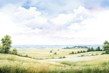 Farmhouse field landscape border grassland outdoors horizon.