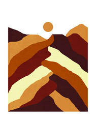 colorful boho mountains vector illustration, wall art, printing, 