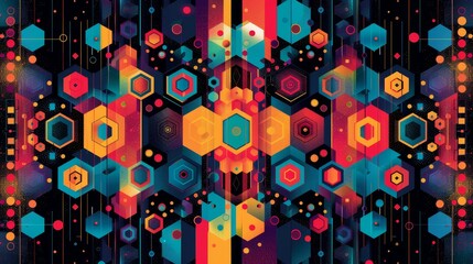 Geometric Patterns: A vector illustration of geometric shapes, including hexagons and octagons