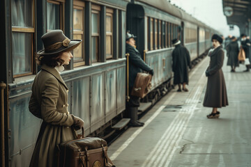 passengers waiting for the orient express to depart - obrazy, fototapety, plakaty