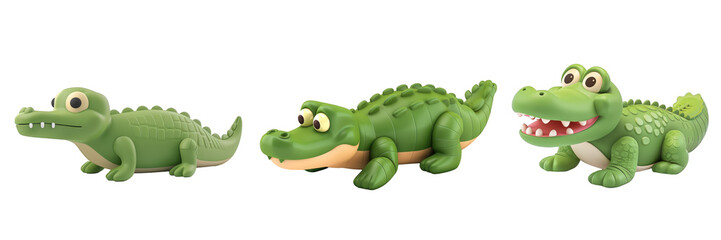 Fototapeta premium PNG caiman 3d icons and objects collection, in cartoon style minimal on transparent, white background, isolate