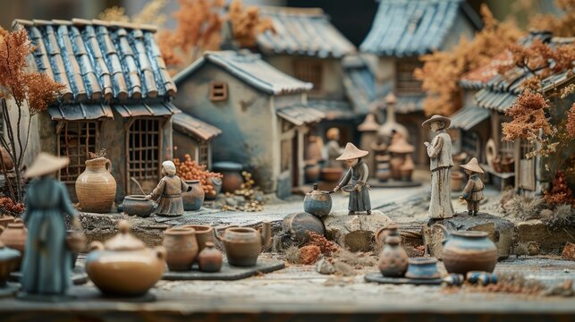 A clay model of a traditional chinese village