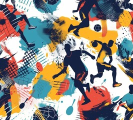 Energize your projects with an abstract sport seamless pattern background, depicting the dynamism and intensity of various sporting activities.