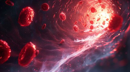 3D of red blood in blood vessels