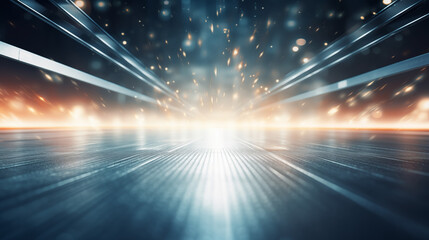 Futuristic Road with Dynamic Light Streaks and Particles