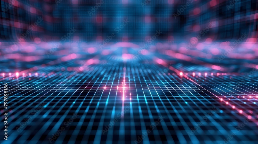 Wall mural grid texture: a 3d vector illustration of a grid effect on a digital interface