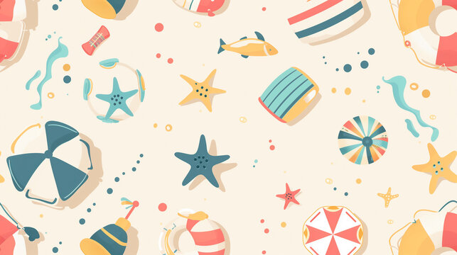 Summer beach pattern with fun elements