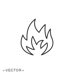 fire outline icon, flame thin line symbol isolated on white background, editable stroke eps 10 vector illustration