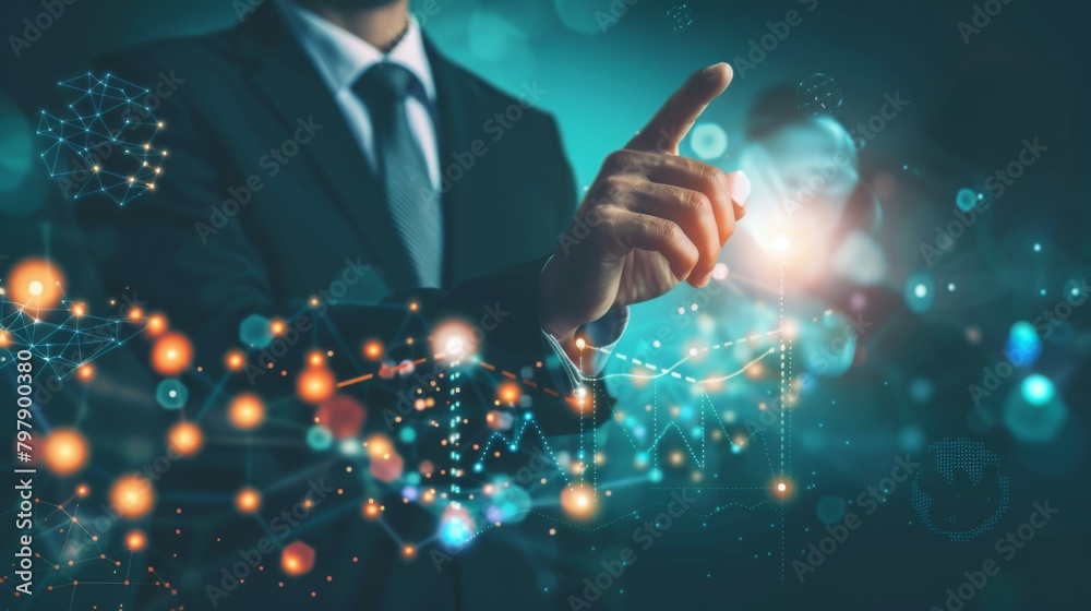 Poster business development to success and growth of banking and financial on global network. businessman h