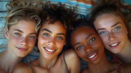 Obraz premium Smiling Faces: A Beautiful Display of Inclusivity and Diversity