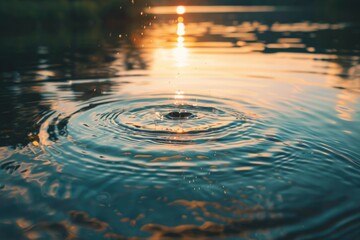 Water ripples a serene scene of liquid motion, with gentle drops creating delicate ripples in a clear pool