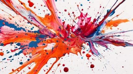 Explosion of vivid paint colors on white background captures dynamic motion