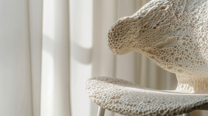 Obraz premium Close-Up of Mycelium-Based Dining Chair Against Minimalist Backdrop