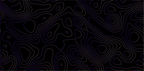 Black and white abstract background Abstracts Topographic map and white lines, contour background, Vector contour topographic map background. Topography Animation Motion. Slowly moving colorful lines.