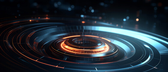 Futuristic 3D digital spiral with glowing core, representing advanced technology or digital growth,