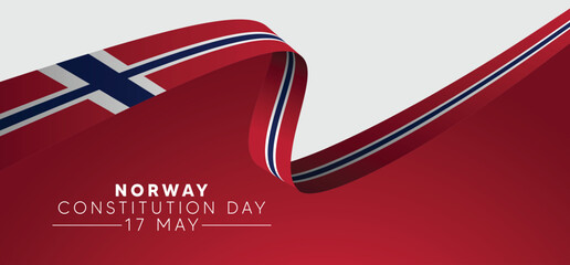 Norway Constitution Day 17 May flag ribbon vector poster