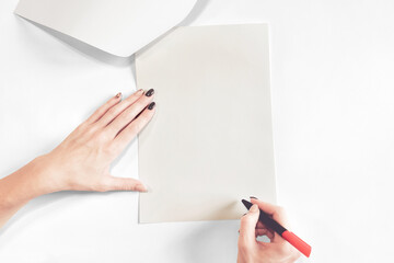 A4 Letterhead Mockup with Hand: 3D Rendering on Isolated Background