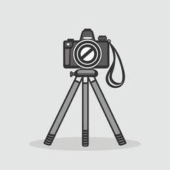 Camera and tripod simple icon flat design vector illustration