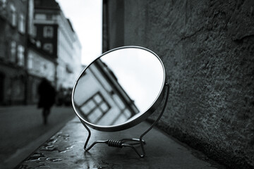 A small mirror in the city