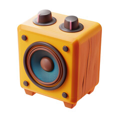 Music speaker 3D render icon isolated on white, transparent background, PNG