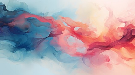 This image captures an energetic clash of red and blue tones in a dynamic display of abstract fluid art